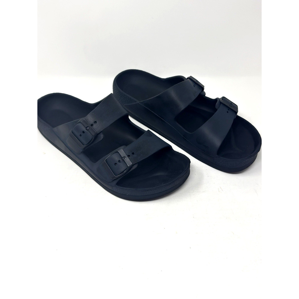 Funky Monkey Slides Size 11 Black Adjustable Double Buckle Flat Sandals
